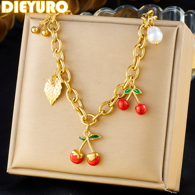 String Of Pearls Plant - DIEYURO 316L Stainless Steell Red Fruits
