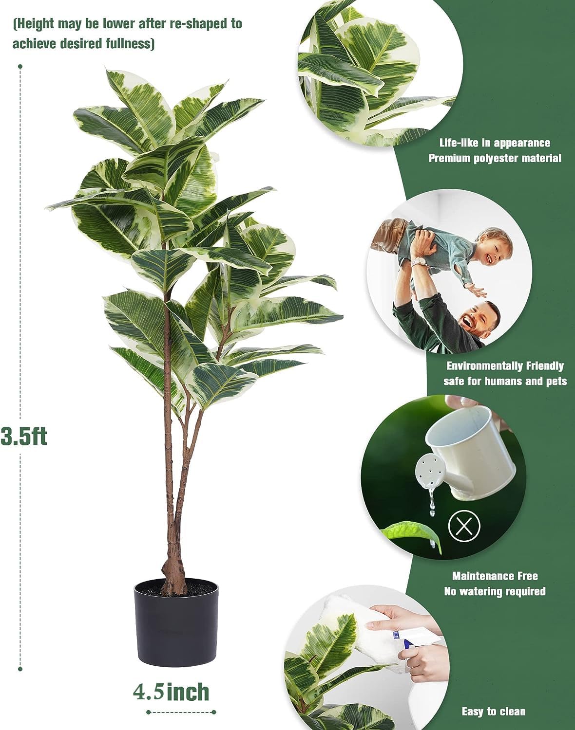 Artificial Rubber Tree Ficus P - огляд і ціна Rubber Plant Ficus