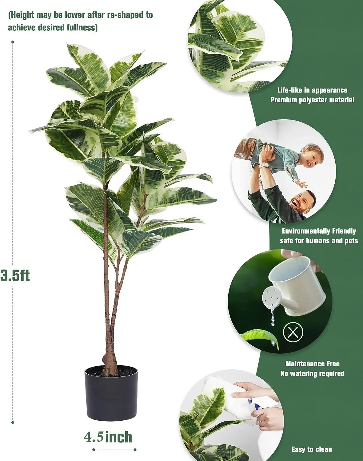 Artificial Rubber Tree Ficus P - огляд і ціна Rubber Plant Ficus